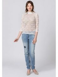 Stockerpoint Bluzka "Molly" w kolorze kremowym rozmiar: S. Brązowe bluzki Stockerpoint, s, bez wzorów, z koronki, bez kołnierzyka, bez ramiączek. Za 95.46 zł.