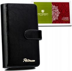 Portfel damski Peterson PTN PL-603 czarny. Czarne portfele Peterson, bez wzorów, ze skóry. Za 139.99 zł.