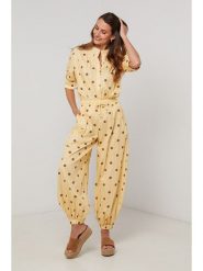 Lin Passion Spodnie materiałowe w kolorze żółtym rozmiar: 36/38. Żółte spodnie materiałowe Lin Passion, bez wzorów, z bawełny, klasyczne, z standardowym stanem. Za 108.99 zł.