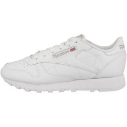 Buty do chodzenia damskie Reebok Classic Lthr. Białe buty sportowe lifestyle Reebok, bez wzorów, z materiału, bez zapięcia, trekkingowe, reebok classic. W wyprzedaży za 259.00 zł.