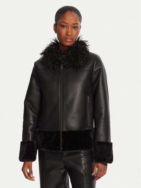 TWINSET Kurtka z imitacji skóry 252TP2410 Czarny Regular Fit. Czarne kurtki Twinset, bez wzorów, ze skóry, bez kaptura. Za 1,299.00 zł.