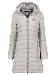 Geographical Norway Płaszcz pikowany "Atikolor" w kolorze jasnoszarym rozmiar: XXL. Szare płaszcze Geographical Norway, xxl, bez wzorów, bez kaptura. Za 152.62 zł.