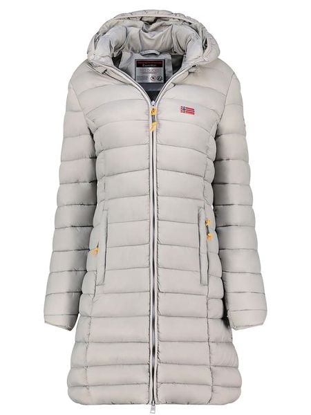 Geographical Norway Płaszcz pikowany "Atikolor" w kolorze jasnoszarym rozmiar: XXL. Szare płaszcze Geographical Norway, xxl, bez wzorów, bez kaptura. Za 152.62 zł.