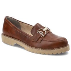 Brązowe Półbuty Armodo Eleganckie Mokasyny Damskie. Brązowe mokasyny Armodo, bez wzorów, ze skóry. Za 359.99 zł.