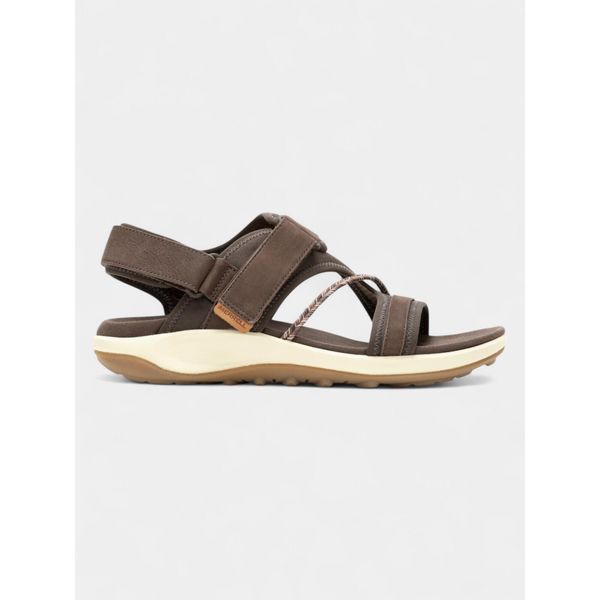 Sandały damskie Merrell Terran 4 Backstrap. Brązowe sandały Merrell, bez wzorów, z materiału, sportowe, bez obcasa, bez zapięcia. Za 429.00 zł.