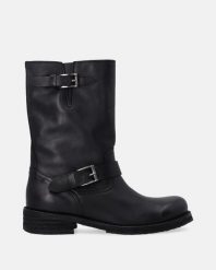 SKÓRZANE BOTKI DAMSKIE Z KLAMRAMI M009LEBLOBB012. Botki Venezia, bez wzorów, ze skóry, bez obcasa, bez zapięcia. Za 669.00 zł.