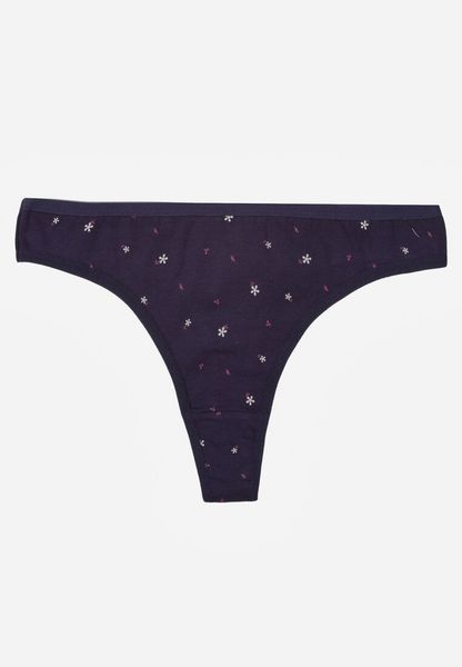 Granatowe Majtki Stringi z Bawełną w Kwiaty Calylia. Niebieskie stringi Born2be, bez wzorów, z bawełny. Za 5.99 zł.