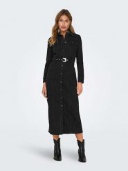ONLY Sukienka dżinsowa w kolorze granatowym rozmiar: M. Niebieskie sukienki ONLY, m, bez wzorów, z tkaniny, bez kołnierzyka, bez ramiączek, midi, rozkloszowane. Za 159.82 zł.