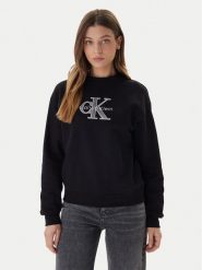 Calvin Klein Jeans Bluza Foil Monologo LV047E825G Czarny Regular Fit. Czarne bluzy Calvin Klein Jeans, l, bez wzorów, z bawełny, bez ramiączek, bez kaptura. Za 409.99 zł.