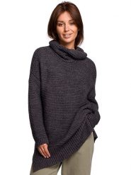 Be Wear Golf w kolorze anracytowym rozmiar: onesize. Czarne swetry Be Wear, bez wzorów, ze splotem, bez ramiączek. Za 214.95 zł.