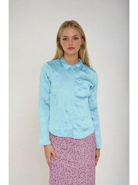 Monki Bluzka w kolorze błękitnym rozmiar: 38. Niebieskie bluzki Monki, bez wzorów, bez kołnierzyka, bez ramiączek. Za 43.99 zł.