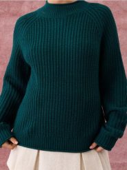 Sweter o grubym splocie - zielony. Zielone swetry Sinsay, l, bez wzorów, ze splotem, bez ramiączek. Za 49.99 zł.