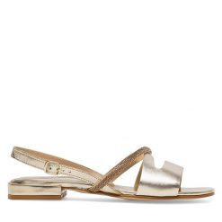 Sandały Badura. Żółte sandały Badura, bez wzorów, bez obcasa, na płaskiej podeszwie, bez zapięcia. Za 199.99 zł.