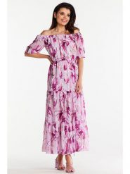 Awama Sukienka w kolorze różowym ze wzorem rozmiar: M. Różowe sukienki Awama, m, bez wzorów, bez kołnierzyka, bez ramiączek, maxi. Za 158.47 zł.