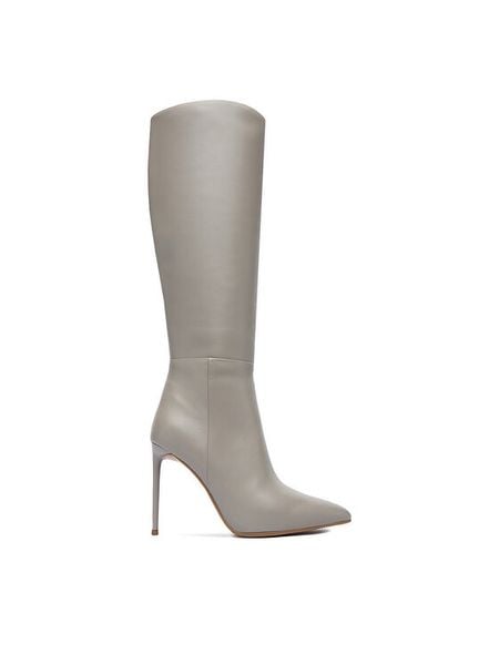 Eva Minge Kozaki EO-EDITH-E234-03B Szary. Szare kozaki Eva Minge, bez wzorów, ze skóry, bez obcasa, na szpilce, bez zapięcia. Za 419.99 zł.