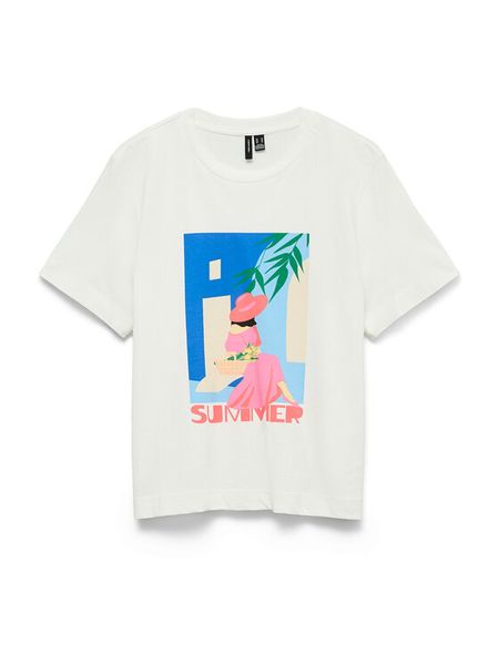 Vero Moda T-Shirt Salli Mette 10344804 Biały Regular Fit. Białe t-shirty Vero Moda, s, bez wzorów, z bawełny, bez kołnierzyka, bez ramiączek. Za 67.99 zł.