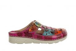 Klapki Laura Vita Dorry 08 Fushia 202040, Różowy, Skóra naturalna - 38. Czerwone klapki LAURA VITA, z aplikacjami, z materiału, eleganckie, bez obcasa, bez zapięcia. W wyprzedaży za 179.10 zł.