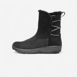 Buty turystyczne damskie Quechua NH500 Mid skóra. Brązowe buty trekkingowe QUECHUA, na zimę, z futra, bez zapięcia. W wyprzedaży za 249.99 zł.