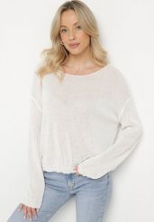 Jasnobeżowy Cienki Ażurowy Sweter Wiskozowy Sanivea. Brązowe swetry Born2be, m, w ażurowe wzory, z jeansu, bez ramiączek. Za 139.99 zł.