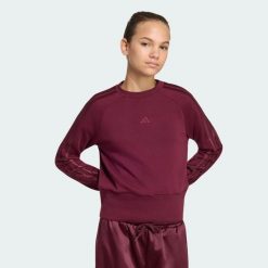 Bluza Satin. Czerwone bluzy adidas, uniwersalny, bez wzorów, z bawełny, klasyczne, bez ramiączek, bez kaptura. Za 179.00 zł.
