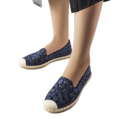 Granatowe ażurowe espadryle Lamarre niebieskie. Niebieskie espadryle w ażurowe wzory, klasyczne, bez obcasa. Za 78.32 zł.