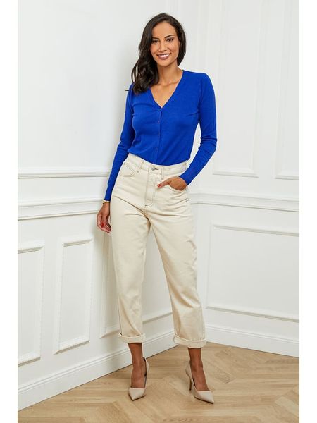 Soft Cashmere Kardigan w kolorze niebieskim rozmiar: 38/40. Niebieskie swetry Soft Cashmere, bez wzorów, z kaszmiru, klasyczne, bez ramiączek. Za 122.95 zł.