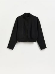 Bluza z ażurowymi wstawkami - czarny. Czarne bluzy bez kaptura Reserved, l, w ażurowe wzory, z bawełny, bez kaptura. Za 99.99 zł.
