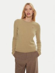 Tommy Hilfiger Sweter WW0WW44161 Brązowy Regular Fit. Brązowe swetry Tommy Hilfiger, s, bez wzorów, z wełny, bez ramiączek. Za 269.99 zł.
