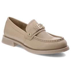 Beżowe Mokasyny Nessi Eleganckie Obuwie Damskie. Brązowe mokasyny Nessi, bez wzorów, z materiału. Za 413.99 zł.