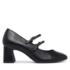 Półbuty Tamaris. Czarne półbuty wsuwane Tamaris, bez wzorów, bez obcasa, na obcasie. Za 394.99 zł.