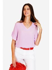 ASSUILI Bluzka w kolorze lawendowym rozmiar: 38. Różowe bluzki Assuili, bez wzorów, klasyczne, bez kołnierzyka, bez ramiączek. Za 101.23 zł.