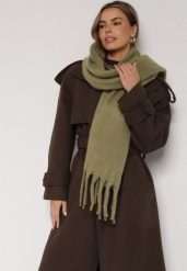 Ciemnobeżowy Szalik z Ozdobnymi Frędzlami Esariana. Brązowe szaliki i kominy Born2be, bez wzorów, klasyczne. Za 49.99 zł.