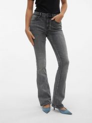 Vero Moda Dżinsy - Flared fit - w kolorze szarym rozmiar: XL/L32. Szare jeansy Vero Moda, l, z aplikacjami, ze skóry, klasyczne. Za 114.98 zł.