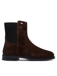 Tommy Hilfiger Sztyblety Enamel Flag Suede Ankle Chelsea FW0FW09575 Brązowy. Brązowe botki Tommy Hilfiger, bez wzorów, ze skóry, bez obcasa, na płaskiej podeszwie, bez zapięcia. Za 649.99 zł.