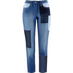 Dżinsy ze stretchem 7/8 patchworkowe bonprix niebieski "stone”. Jeansy marki bonprix. Za 79.99 zł.
