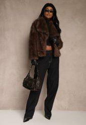 Brązowa Kurtka Futrzana Ozdobiona Kołnierzem Avelire. Brązowe kurtki Renee, m, bez wzorów, z futra, eleganckie, bez kaptura. Za 249.99 zł.