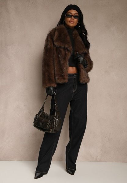 Brązowa Kurtka Futrzana Ozdobiona Kołnierzem Avelire. Brązowe kurtki Renee, na zimę, m, bez wzorów, z futra, eleganckie, bez kaptura. Za 229.99 zł.