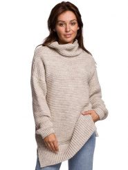 Be Wear Golf w kolorze beżowym rozmiar: onesize. Brązowe swetry Be Wear, bez wzorów, z wełny, bez ramiączek. Za 207.95 zł.