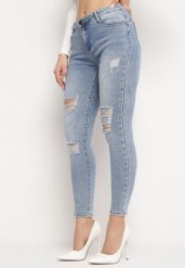 Niebieskie Jeansy Skinny z Dziurami i Efektem Push Up Glyidra. Niebieskie jeansy Born2be, s, bez wzorów, z jeansu. Za 119.99 zł.