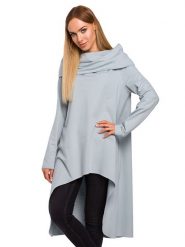 Made of emotion Tunika w kolorze jasnoszarym rozmiar: S/M. Szare tuniki Made Of Emotion, m, bez wzorów, z bawełny, z asymetrycznym kołnierzem, bez ramiączek. Za 144.58 zł.