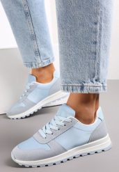 Niebieskie Sznurowane Sneakersy na Płaskiej Podeszwie z Wycięciami i Wstawkami Zaylynn. Niebieskie buty sportowe lifestyle Renee, bez wzorów, ze skóry, sportowe, przed kostkę, bez zapięcia. W wyprzedaży za 75.99 zł.