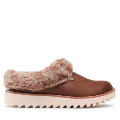 Kapcie Skechers. Brązowe kapcie Skechers, bez wzorów. Za 239.99 zł.