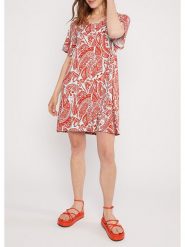 Blutsgeschwister Sukienka "Fly Little Bird" w kolorze czerwono-białym rozmiar: L. Białe sukienki Blutsgeschwister, na imprezę, l, bez wzorów, z wiskozy, klasyczne, bez kołnierzyka, bez ramiączek, mini. Za 118.28 zł.