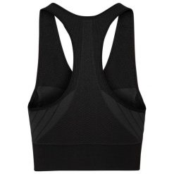 Top sportowy damski Seamless Medium. Czarne biustonosze sportowe ODLO, bez wzorów, do biegania. Za 219.99 zł.
