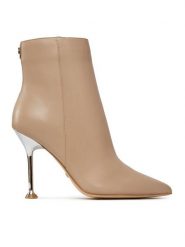 Guess Botki Travis FLPTRA LEA10 Beżowy. Brązowe botki Guess, z aplikacjami, ze skóry, bez obcasa, na szpilce, bez zapięcia. Za 439.99 zł.