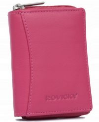 Portfel damski Rovicky R-23-17-LFN różowy. Czerwone portfele ROVICKY, bez wzorów, ze skóry. Za 49.99 zł.