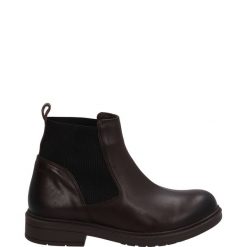 SKÓRZANE BOTKI 311661 DAR BROWN. Brązowe botki Venezia, bez wzorów, ze skóry, bez obcasa, bez zapięcia. Za 199.00 zł.