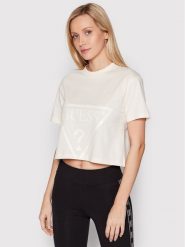 Guess T-Shirt V2YI06 K8HM0 Beżowy Regular Fit. Brązowe t-shirty Guess, l, z aplikacjami, z bawełny, bez kołnierzyka, bez ramiączek. Za 119.99 zł.