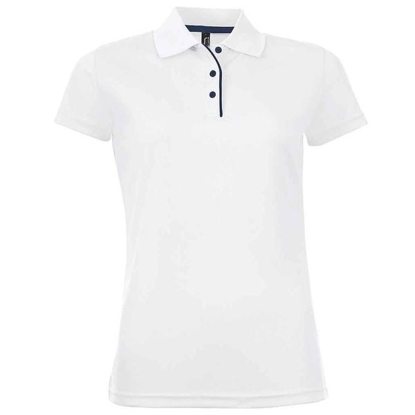 Damska Sportowa Koszulka Polo Performer. Białe t-shirty sportowe SOL'S, s, bez wzorów, bez ramiączek. Za 80.99 zł.