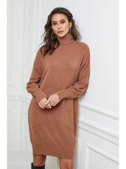 So Cachemire Sukienka dzianinowa "Tivoli" w kolorze karmelowym rozmiar: M. Brązowe sukienki So Cachemire, na co dzień, m, bez wzorów, z dzianiny, bez kołnierzyka, bez ramiączek, midi, proste. Za 149.31 zł.